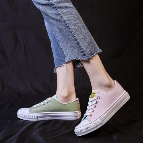 2021 Summer Women Fashion Sneakers White Tennis Women Canvas Shoes Lace up Women Shoes Platform Flats Casual Vulcanize Shoes
