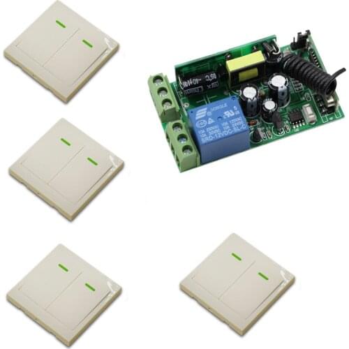 AC85V 110V 120V 220V 250V 1 Relay RF Wireless Remote Control Switch Receiver With 4*Transmitters Safer Operation Wall Switch