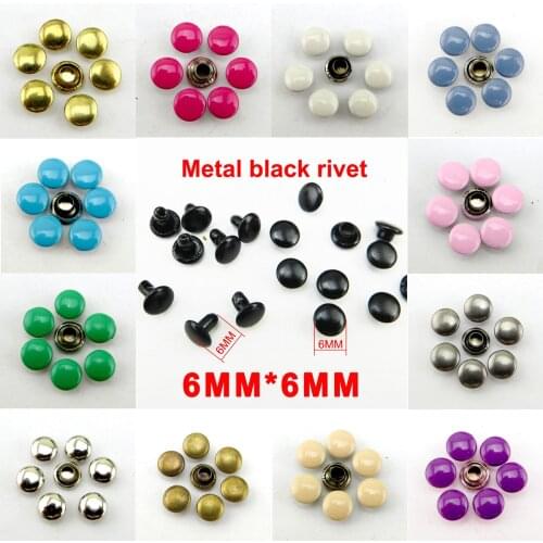 100PCS 6*6MM BLACK METAL RIVET Buttons Sewing Clothes Accessories Bag Fits Rivets MR-019