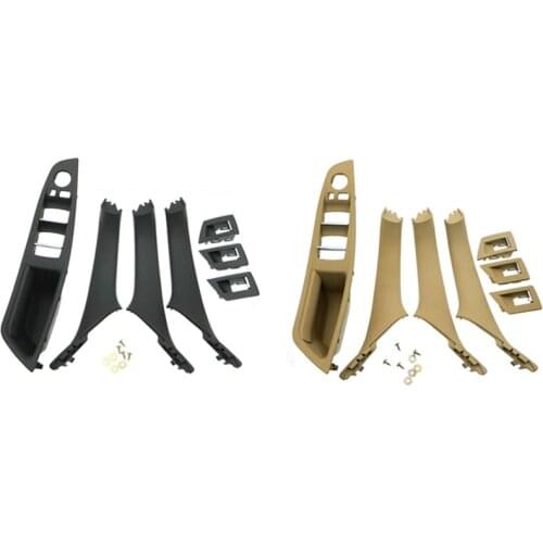 2 Set RHD Car Interior Door Handle Inner Door Panel Pull Trim Cover for -Bmw 5 Serie F10 F11 520 525, Black & Beige