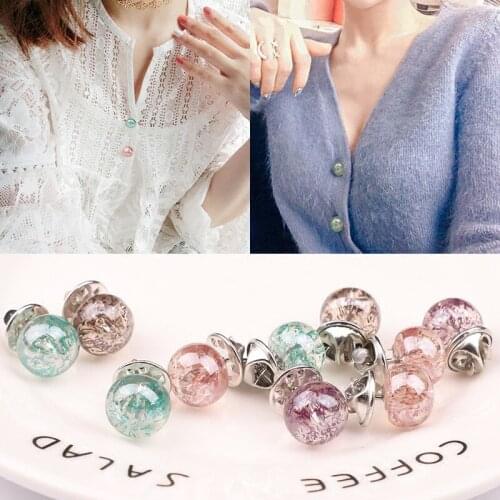 5Pcs Small Fragrant Style Non-Sewing Button Shirt Anti-Glare Nail Buttons Color Metal Pearl Corsage Without Nail Buttons