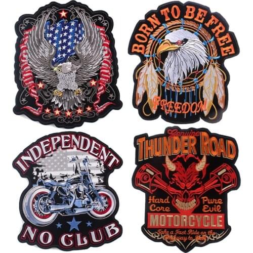 Big Eagle Patch Motorcycle Embroidery Patches For Clothes Ironing Sticker Biker Patches Hippie Punk Patch Jacket DIY Accessories