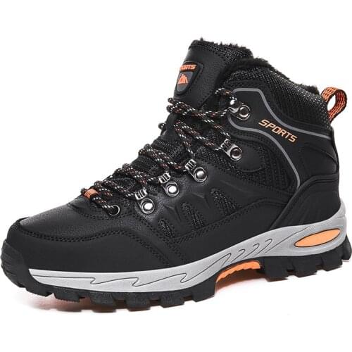 Winter Mens Boots Plush Warm Mens Snow Boots Waterproof Mens Ankle Boots Breathable Handmade Outdoor Men Hiking Boots