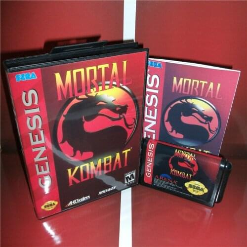 Mortal Kombat 1 US Cover with box and manual For Sega Megadrive Genesis Video Game Console 16 bit MD card