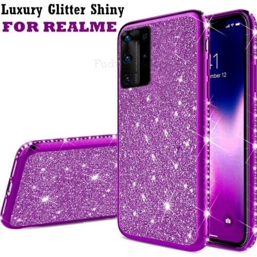 Fashion Glitter TPU Case For Realme 7 6 5 3 Pro C2 C3 Global C11 C15 OPPO Realme XT X2 Pro Shiny Bling Diamond Soft Cover Shell