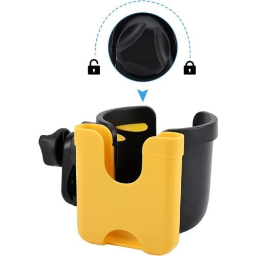 Stroller Cup Holder with Phone Organizer Universal Bike Cup Holder 2 in 1 Bottle Bracket for Wheelchair Pushchair
