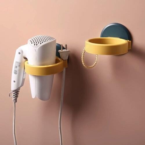 Hair Dryer Straightener Holder Wall Mounted With Strong Back Glue Hanger Shelf Bathroom Organizer Useful Bathroom Storage
