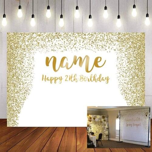 Mehofond Photography Background Happy 21st Birthday Gold Dots and White Custom Backdrop Photophone Photo Studio Props