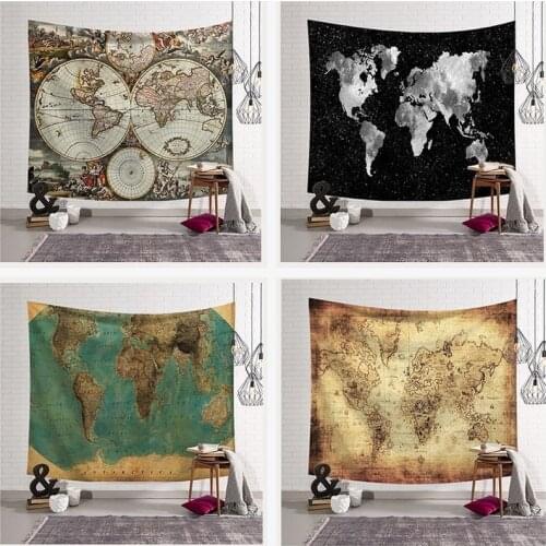 Maps Tapestry Wall Hanging Bohemian Beach Mat Polyester Blanket Yoga Home Bedroom Art Carpet Decor
