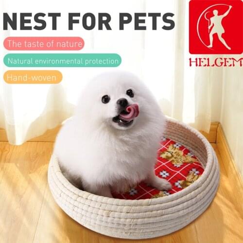 HELGEM Pet Hand-Woven All-Weason Universal Warmth Non-Slip Breathable Dog And Cat Litter