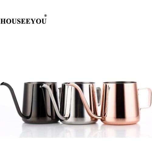 HOUSEEYOU 250ml/350ml 304 Stainless Steel Teapot Drip Coffee Pot Long Spout Plating Kettle Cup for Home Kitchen Bar Tea Tools