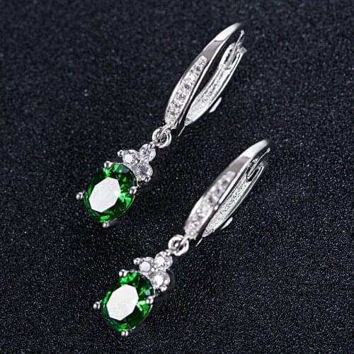 Huitan Classic Retro Cubic Zircon Women Drop Earrings With Shiny Brillaint Oval Crysatl Stone Wedding Earrings For Female 2019