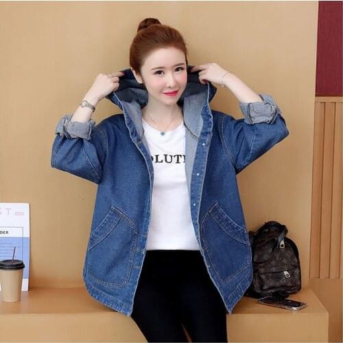 Plus Size 4XL Cowboy Jacket Women 2021 Spring Autumn New Cowboy Coat Female Loose Denim Jackets Casual Lady Denim Overcoat B858