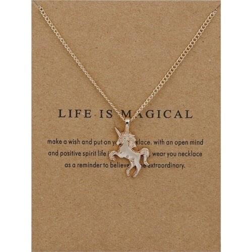 Fashion Jewelry Life Is Magical Unicorn Statement Necklace Women Girl Chocker Pendant 1ps only