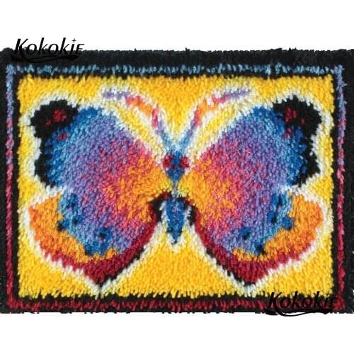 Diy latch hook kits rug 3d printed canvas accessories home decor needle for carpet embroidery foamy butterfly kussen knooppakket