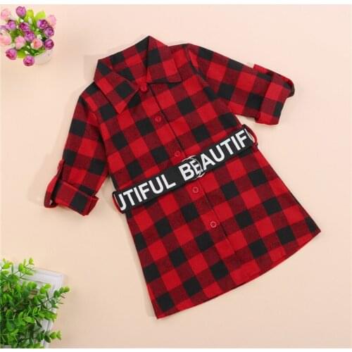 Girls Clothes Girls Plaid Short Mini Dress Toddler Children Girls Long Sleeve Casual Party Xmas Shirt Dress For Kids Christmas