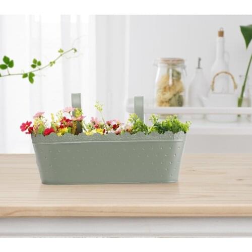 Railing Fence Boxes Flower Stand Balcony Garden Plant Pots Decoration Durable Home Metal 17cm Height 12 PCS Iron Bucket Planter