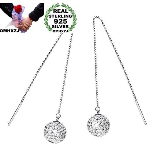 OMHXZJ Wholesale European Fashion Woman Girl Party Gift Long Tassel Ear Lines 925 Sterling Silver Drop Earrings EA292