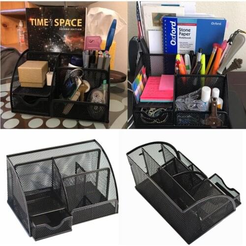 Office Desk Organizer With 6 Compartments Drawer The Mesh Collection Black Desktop Storage 2021 Office Desk Organizer