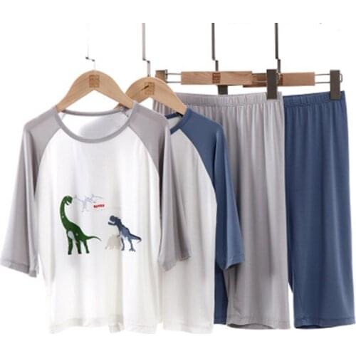 Kids Clothes Girls Cartoon Unicorn Sleepwear Children Soft Cotton Elastic Waist Half Sleeve Pajama Sets Boys Nightwear Homewear