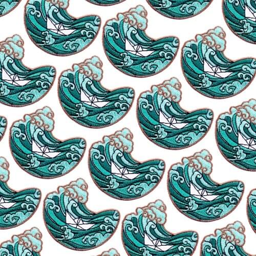 Prajna 10PCS Wave Adventure Patches On Clothes Embroideried Patches For Clothing Iron On Patches DIY Van Gogh Clothing Stickers