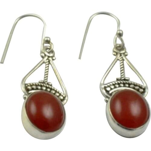 Lovegem Genuine Carnelian EARRINGS 925 Sterling Silver, 40.3mm, AE2115
