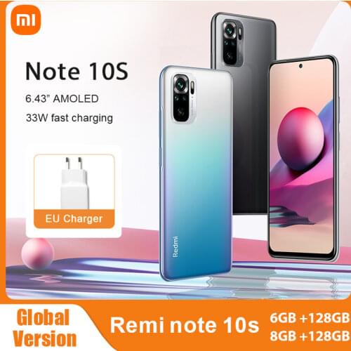 Global Version Xiaomi Redmi Note 10S 64GB/128GB 10S Mobile Phone 64MP Quad Camera Helio G95 AMOLED DotDisplay 33W Fast Charge