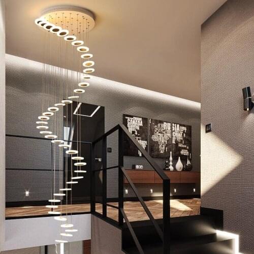 Modern Simple Duplex Stair Light Atmospher Long Chandelier Rotating Corridor Light Barber Shop Living Room Led Decorative Lamps