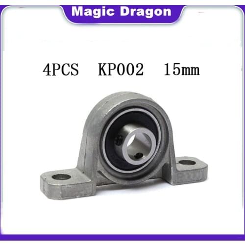 High Quality 4pcs KP002 Pillow Block Ball Bearings Bore15mm Zinc Alloy Miniature Bearings Block Industry Tools Accessories