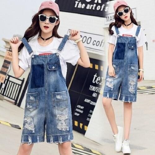 Denim fabric Destroy Wash rompers summer overalls women playsuits suspenders shorts jeans women overalls summer rompers Hole