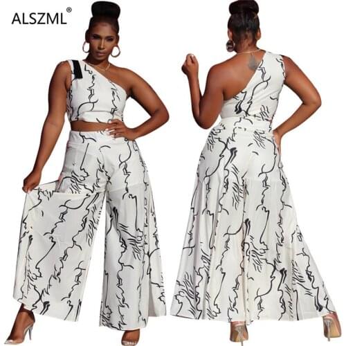 2020 European vintage attractive sexy design skew collar crop top and wide leg pant beach style lady fashion tracksuits