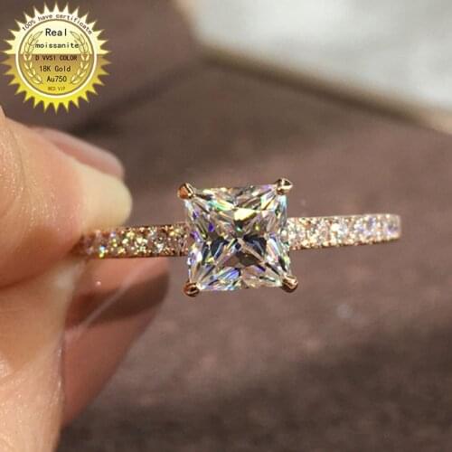 100% 18K Gold 1ct Moissanite Diamond Ring D color VVS With national certificate 039