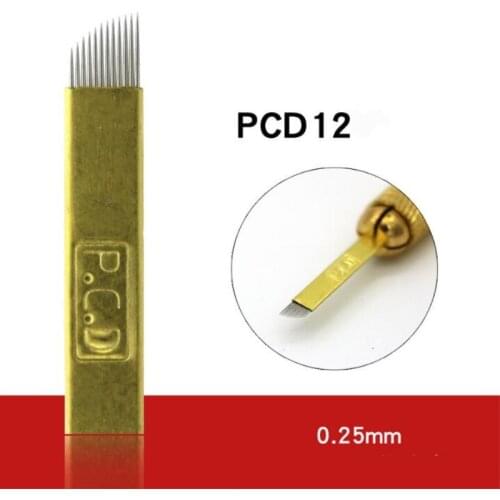100 pcs Lamina Agulhas Microblading Hard PCD 12 Pins Needle 12 Blade Permanent Makeup Eyebrow Tattoo Needles For Tobori Pen