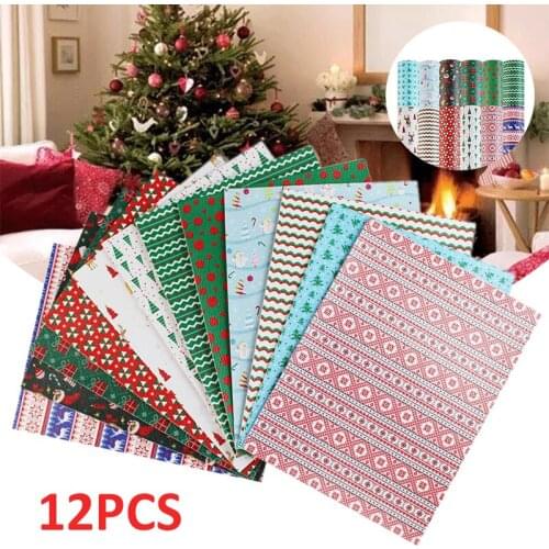 12pcs/set Christmas Theme Leather Material Leather DIY Sewing Fabric DIY Earring Wallet Material 210mm