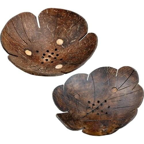 2Pcs Multipurpose Candy Bowl Coconut Shell Plates Snack Bowl Soap Drain Holders