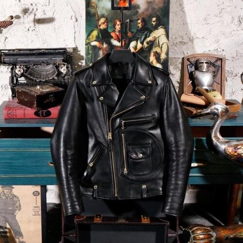 2020 Black Men 1950s J-24 Bikers Jacket Plus Size 3XL Import Genuine Cowhide American Motorcycle Slim Fit Leather Coat