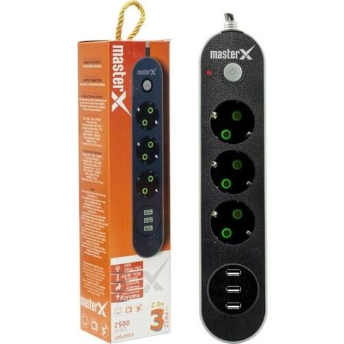 Powermaster X 3-Way Overload Protection Socket 3 Usb Output Usb Input Socket Feature Current Protected Socket SAFE SOCKET