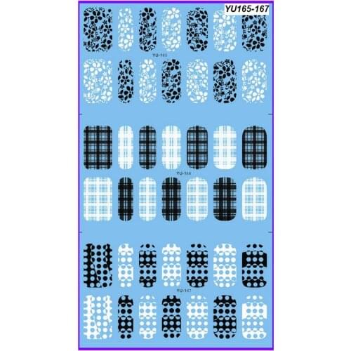 3 PACK/ LOT WATER DECAL NAIL ART NAIL STICKER FULL COVER BLACK WHITE FRENCH SMILE LACE YU165-167