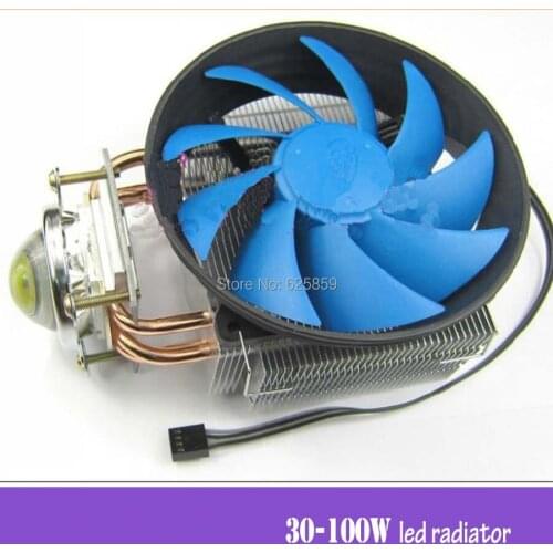 Free shipping 1pcs Fin Al Heatsink 3 copper pipe w/ Fan +44mm Lens For 20W 50W -100W High Power LED