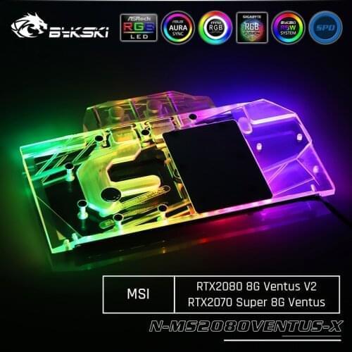 Bykski N-MS2080VENTUS-X, Full Cover Graphics Card Water Cooling Block,For MSI RTX2080 8G Ventus V2/ RTX2070 Super 8G Ventus