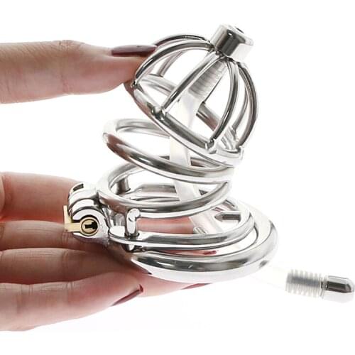 Spiked Stop Masturbation Chastity Device Cock Cage With Catheter Sound Lockable Cockring Cock Rings Penis Ring Sex Toys for Men