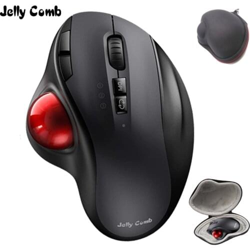 Jelly Comb Bluetooth Trackball Mouse with Protective Bag Vertical Professional Drawing Laser Mice Ergonomic Bluetooth&2.4G Mouse