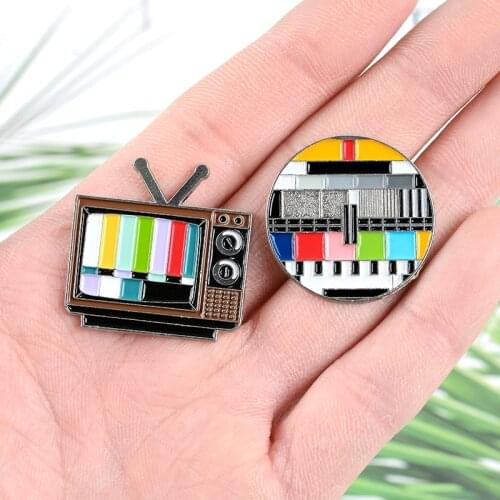 Meme Old TV Enamel Pins Test Signal Television Vintage Jewelry Brooches Clothes Bag Badge Lapel Pin For Women Men