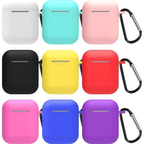 For Apple Airpods 2/1 Cover Silicone Protective Earphone Case For Apple Airpods 1/2 Cover Candy Color Case With Hanging Buckle