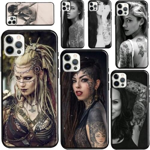 Sexy Sleeve Tattoo Girl For iPhone 12 Pro Max mini Case For iPhone XR XS X SE 2020 7 8 Plus 11 Pro Max Cover