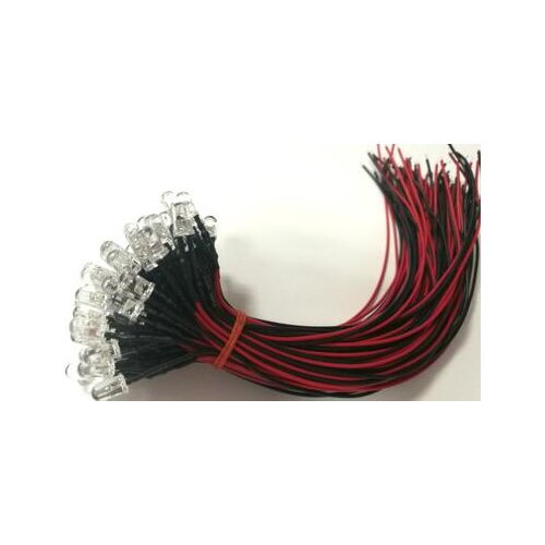 F5 5mm Warm White Red Green Blue Yellow Orange Pink Purple RGB 24V LED Lamp Light With 20cm Wire for Toy Light Beads x 100pcs