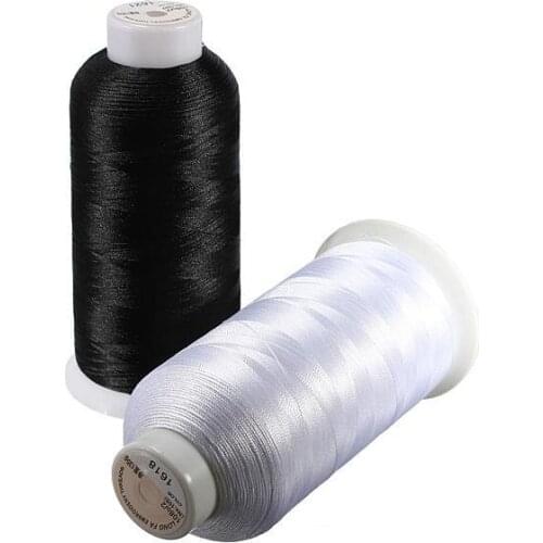 Top Quality 5 PCS 108D/2 5000m Cones Polyester Bobbin Thread Filament for Embroidery Machine Household Black and White Color