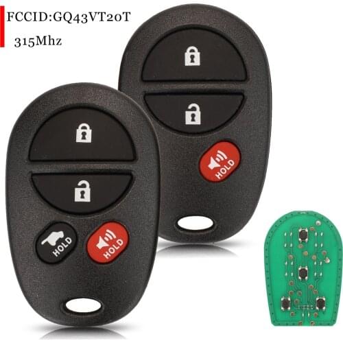 Jingyuqin For Toyota Tacoma Tundra Highlander Sequoia Sienna 2008-2012 3/4 Buttons Remote Car Key Fob 315Mhz FCCID:GQ43VT20T