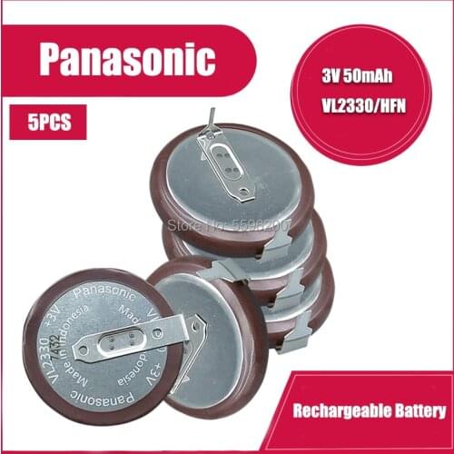 5PCS Panasonic Lithium Button Coin Cell Batteries Rechargeable Battery VL2330 with 180 Degrees for Land Rover Remote Key