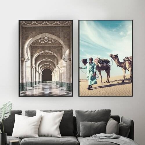 Morocco Church Desert Camel Boho Style Wall Art Canvas Painting Nordic Posters And Prints Wall Pictures For Living Room Decor